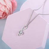 Round Opal Zircon Music Symbol Sterling Silver Necklace